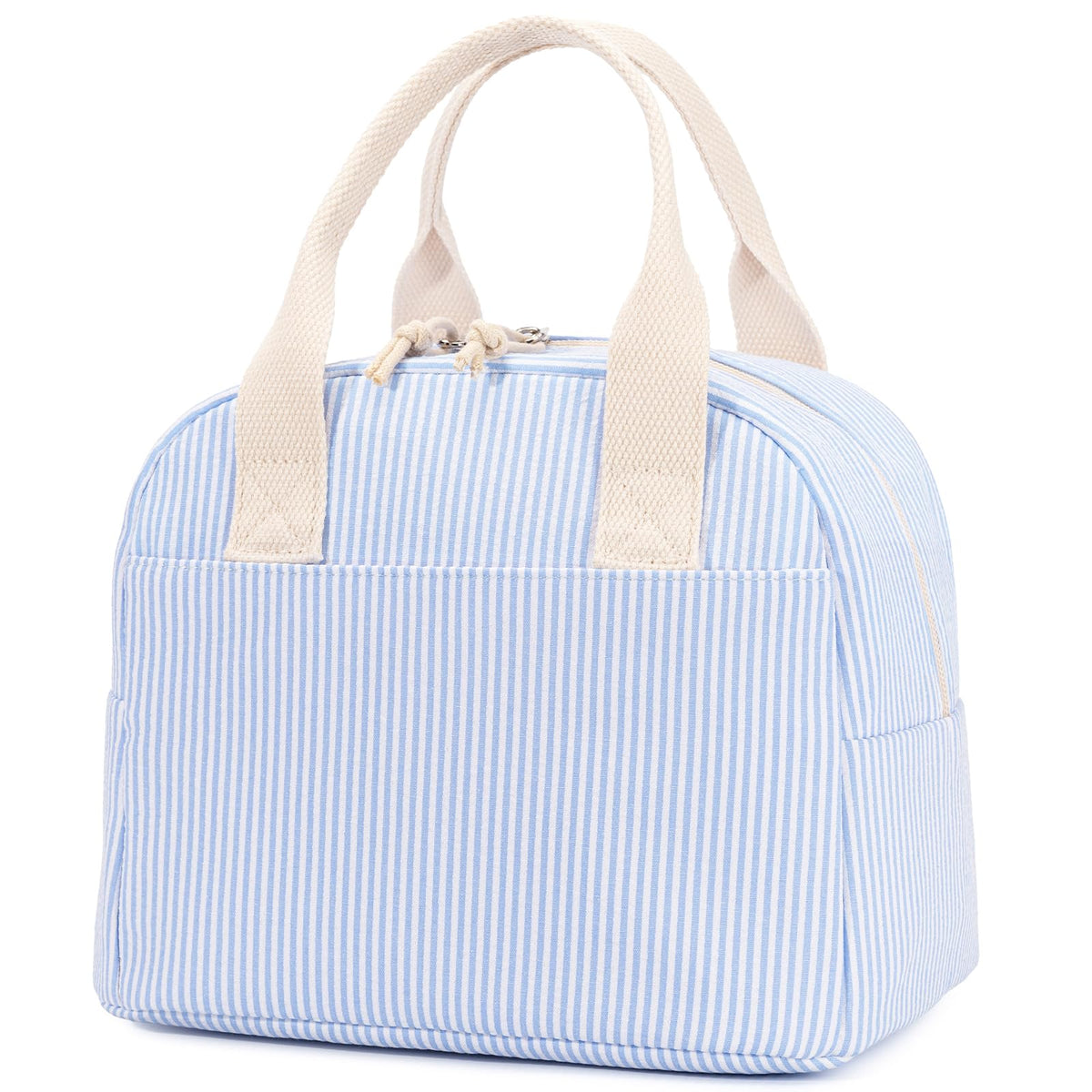 LOVELYWIND Lunch Box for Women, Insulated Lunch Bag, Green Stripe Tote 9L