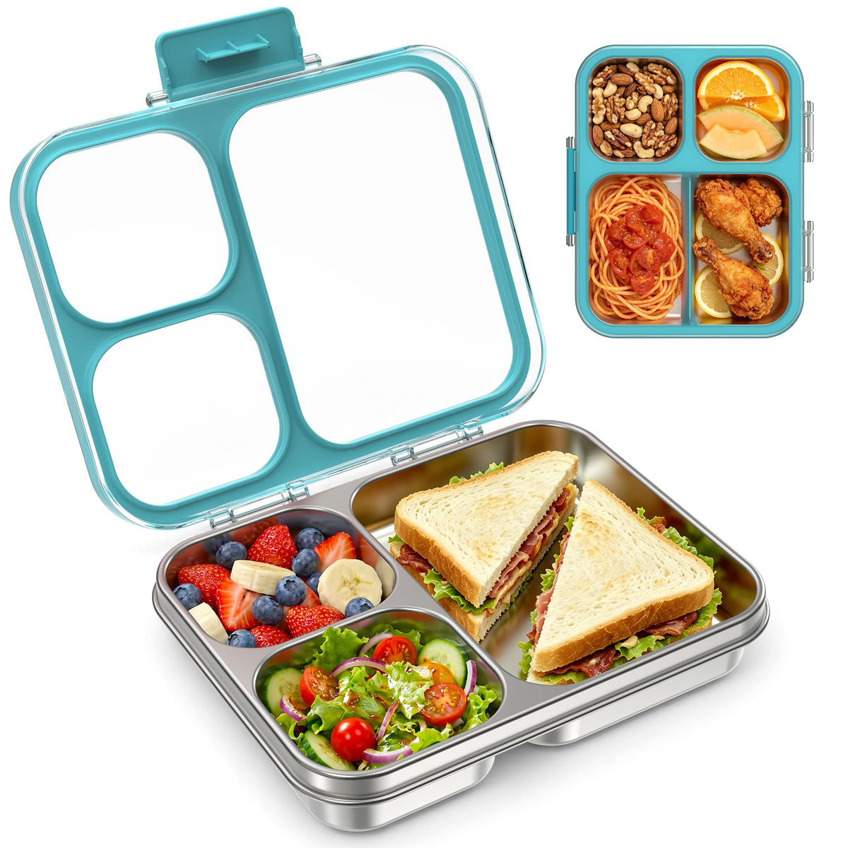 LOHASOK Stainless Steel Bento Lunch Box, 800ml, Blue