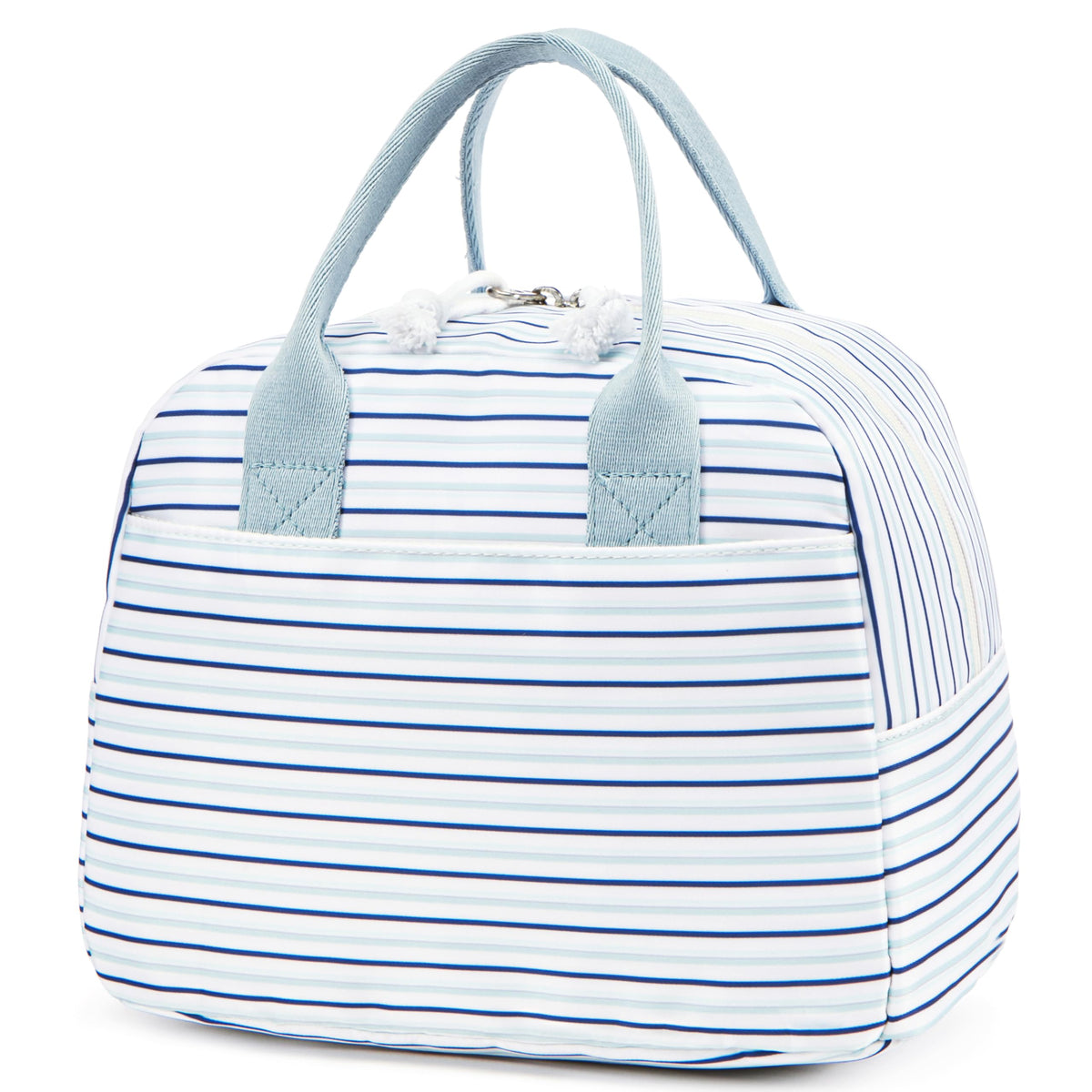 LOVELYWIND Lunch Box for Women, Insulated Lunch Bag, Green Stripe Tote 9L