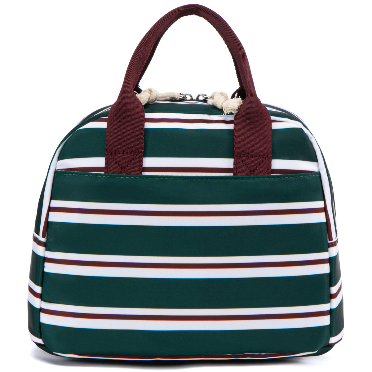 LOVELYWIND Lunch Box for Women, Insulated Lunch Bag, Green Stripe Tote 9L