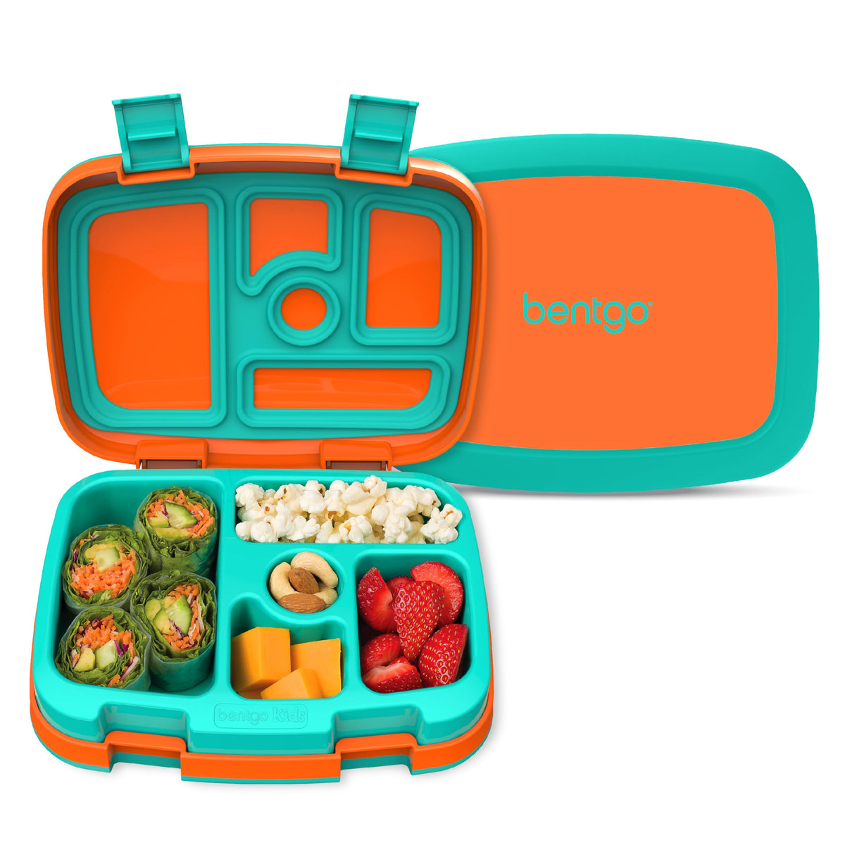 Bentgo Kids Bento-Style 5-Compartment Leak-Proof Lunch Box - Just-Right Portions Ages 3-7, Durable, Drop-Proof, Dishwasher Safe, PFAS & BPA-Free & Made with Food-Safe Materials (Petal Pink Glitter)