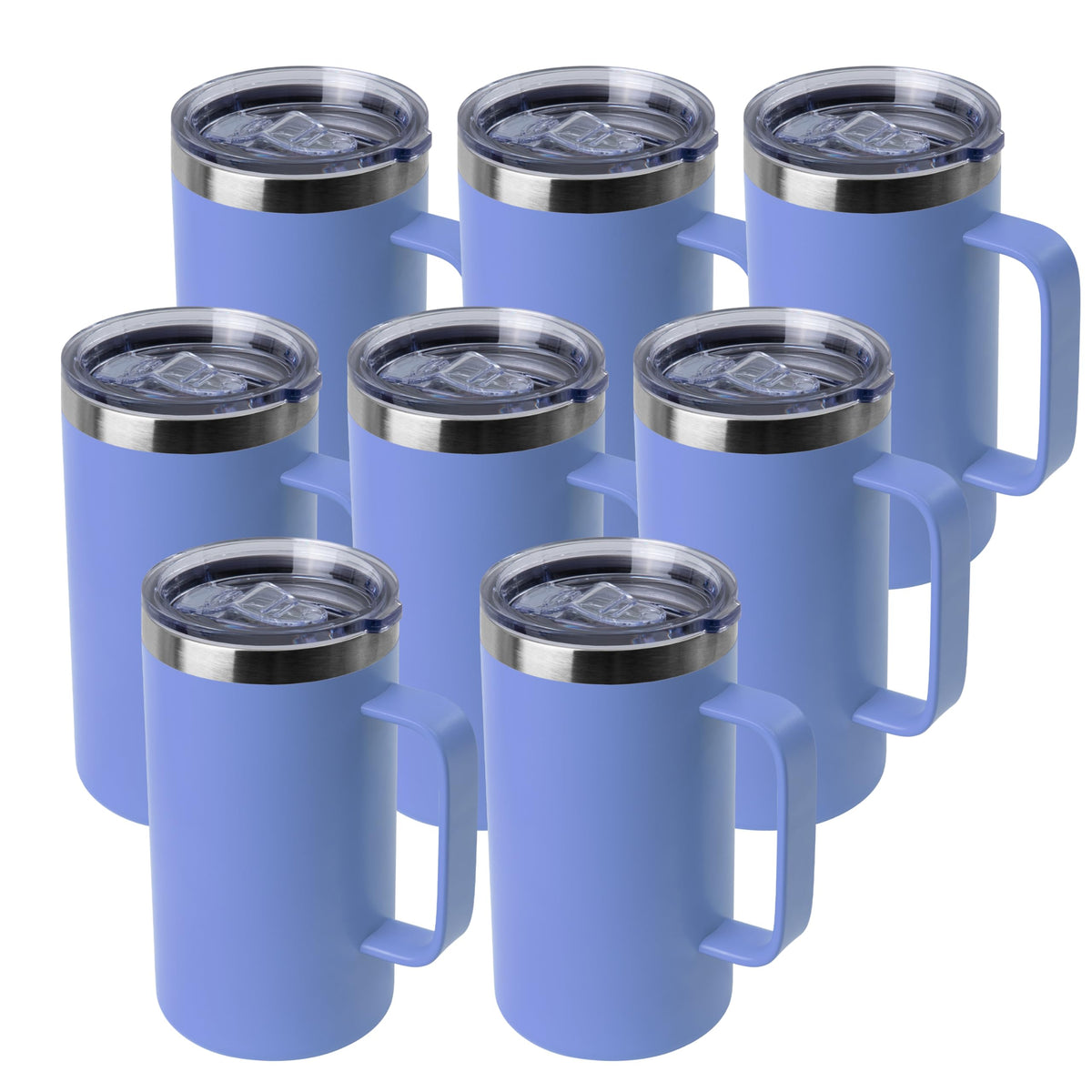 DOMICARE 24oz Mug with Handle and Lid, Stainless Steel Coffee Mug, Reusable Insulated Cup, Travel Mug with Handle, Double Wall Vacuum Coffee Tumbler for Men and Women, Dark Purple, Pack 1