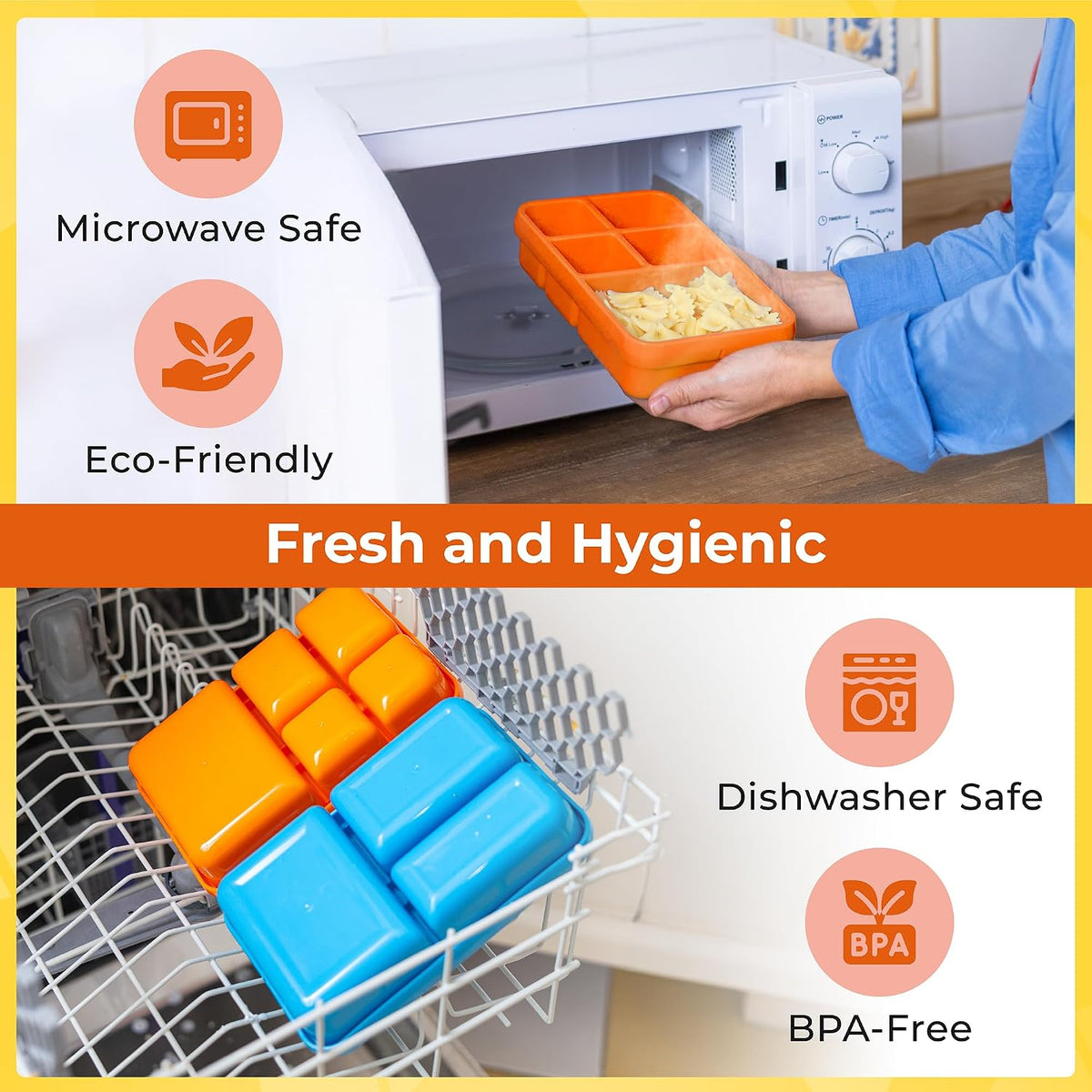 ovve Bento Box for Kids & Cutlery Set – Leakproof Kids Lunch Box, Interchangeable Inserts, BPA-Free, Dishwasher Safe Lunch Containers for School, Preschool, Toddler (Orange)