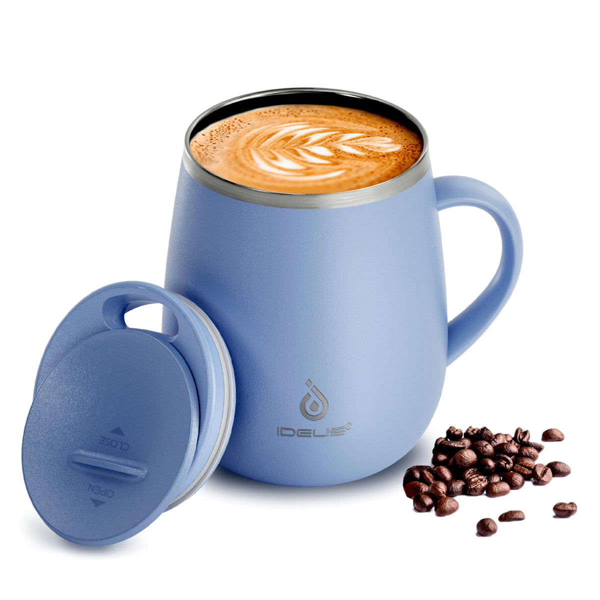 Ideus 16 oz Insulated Coffee Mug with Lid and Handle (Sakura Pink 2.0)