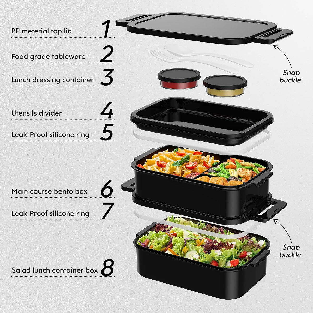 Jelife Adult Bento Box Lunch Box - Large Style Bento Lunch Box for Adults