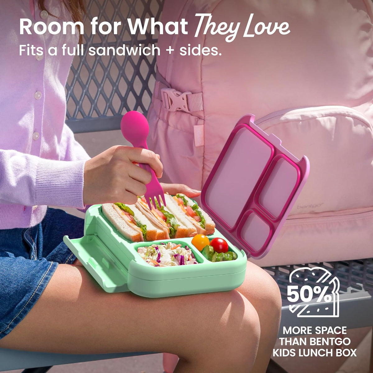 Bentgo Kids Stow & Go Leak-Proof Lunch Box with Built-In Utensil