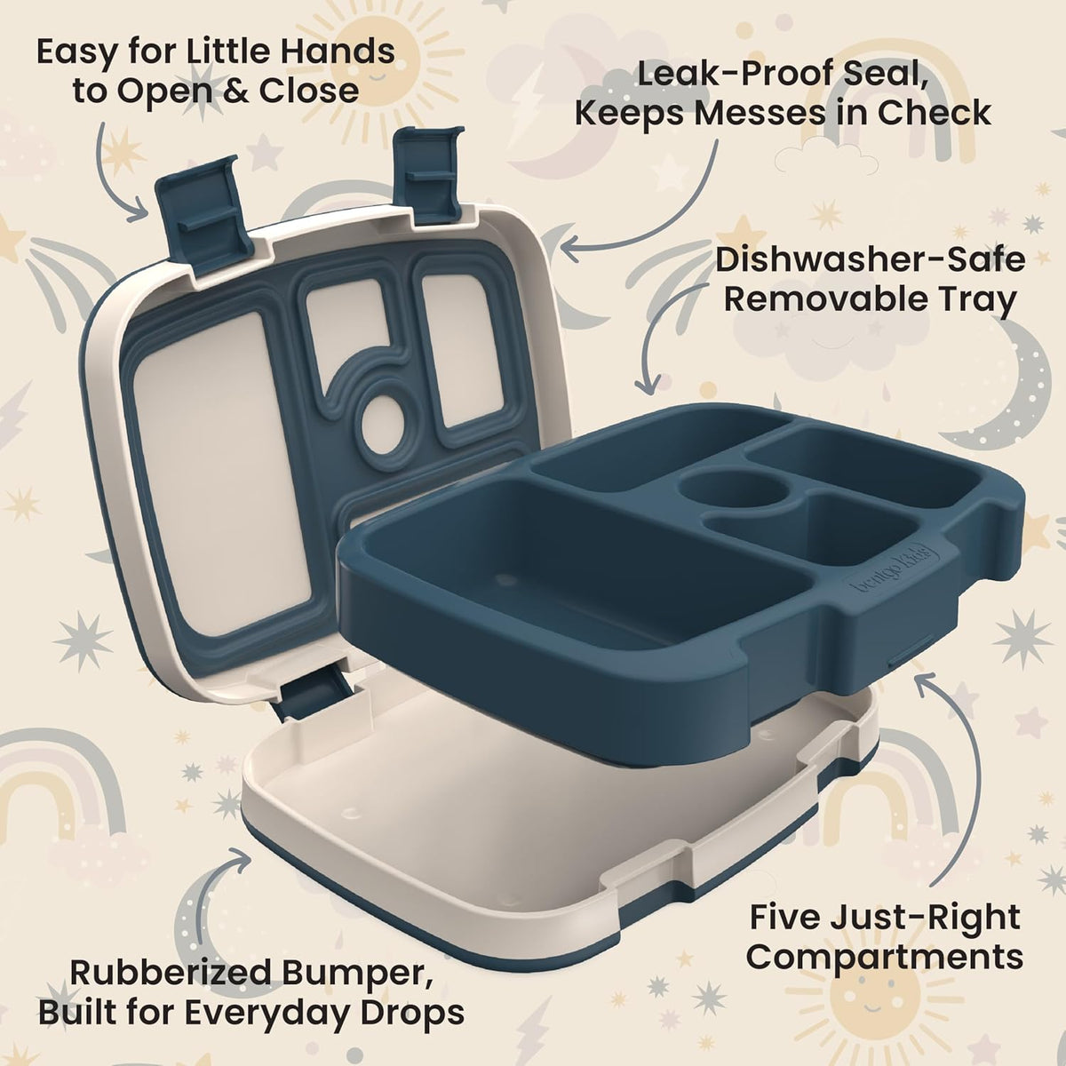 Bentgo Kids Prints Leak-Proof 5-Compartment Bento-Style Kids Lunch Box