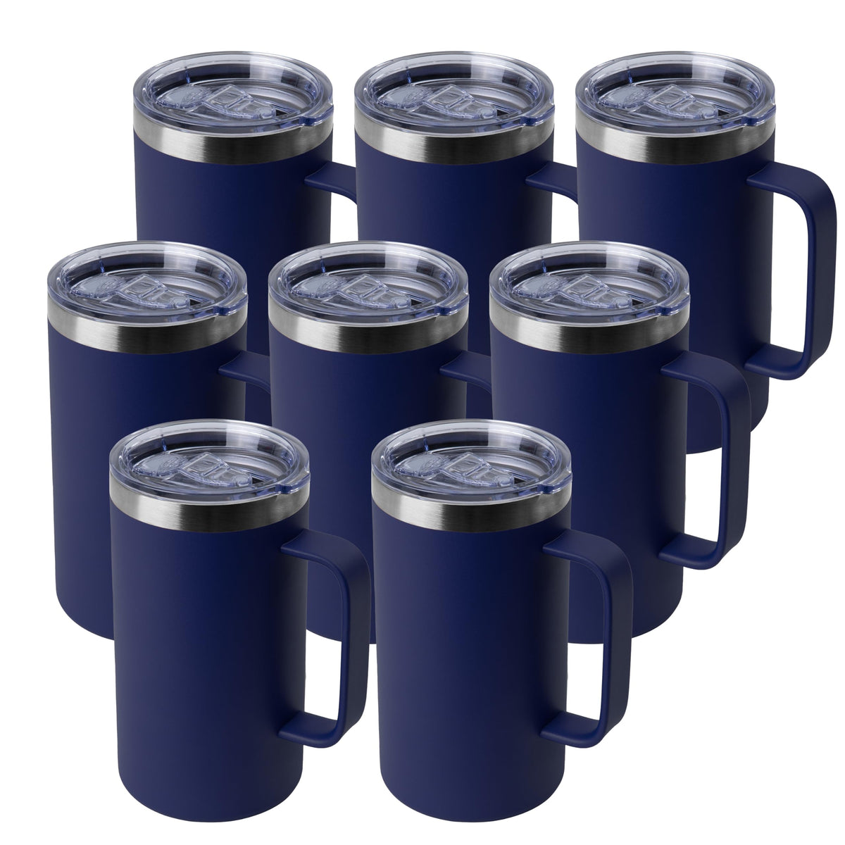 DOMICARE 24oz Mug with Handle and Lid, Stainless Steel Coffee Mug, Reusable Insulated Cup, Travel Mug with Handle, Double Wall Vacuum Coffee Tumbler for Men and Women, Dark Purple, Pack 1