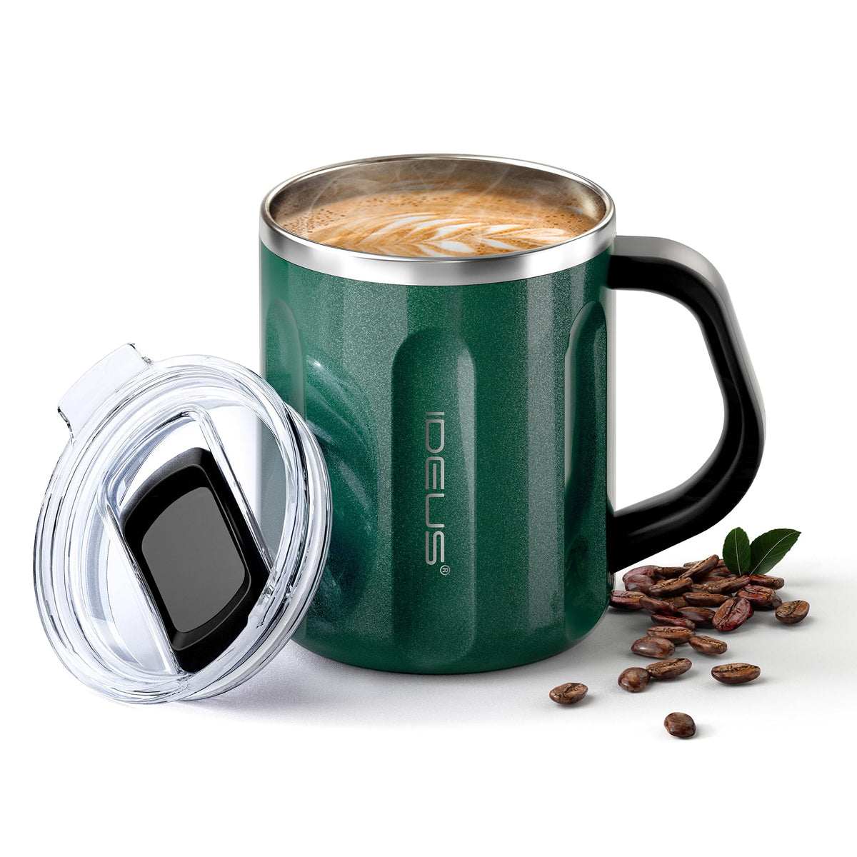 Ideus 16 oz Insulated Coffee Mug with Lid and Handle (Sakura Pink 2.0)