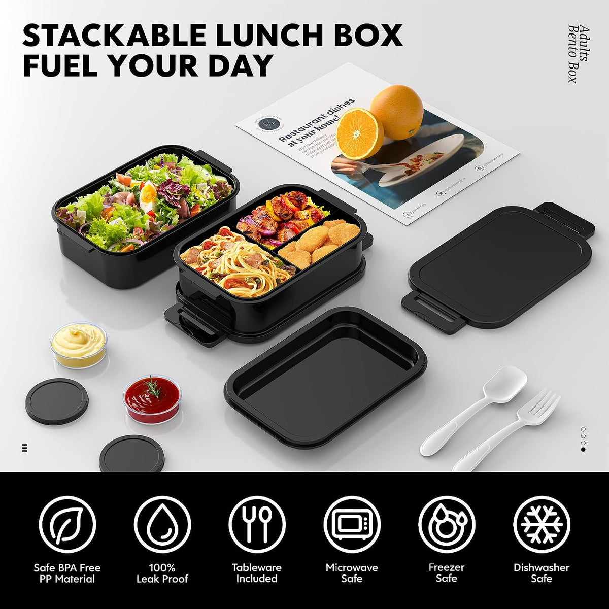 Jelife Adult Bento Box Lunch Box - Large Style Bento Lunch Box for Adults