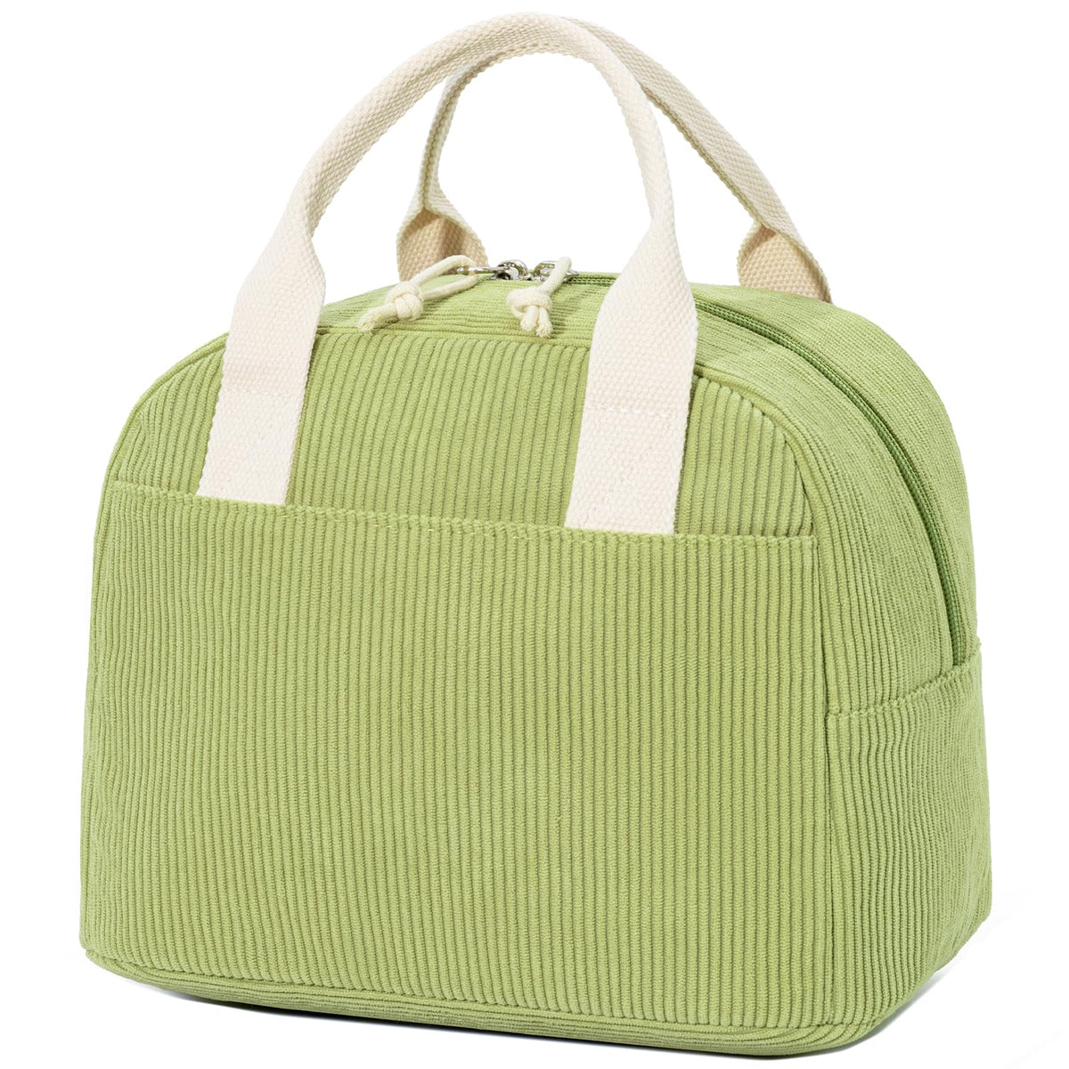 LOVELYWIND Lunch Box for Women, Insulated Lunch Bag, Green Stripe Tote 9L