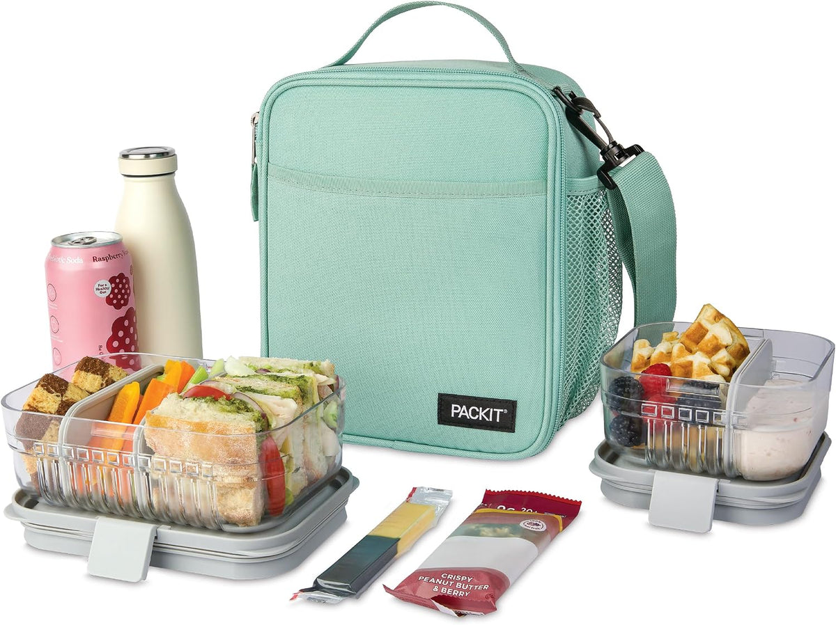 PackIt Freezable Crossbody Lunch Box, Sage