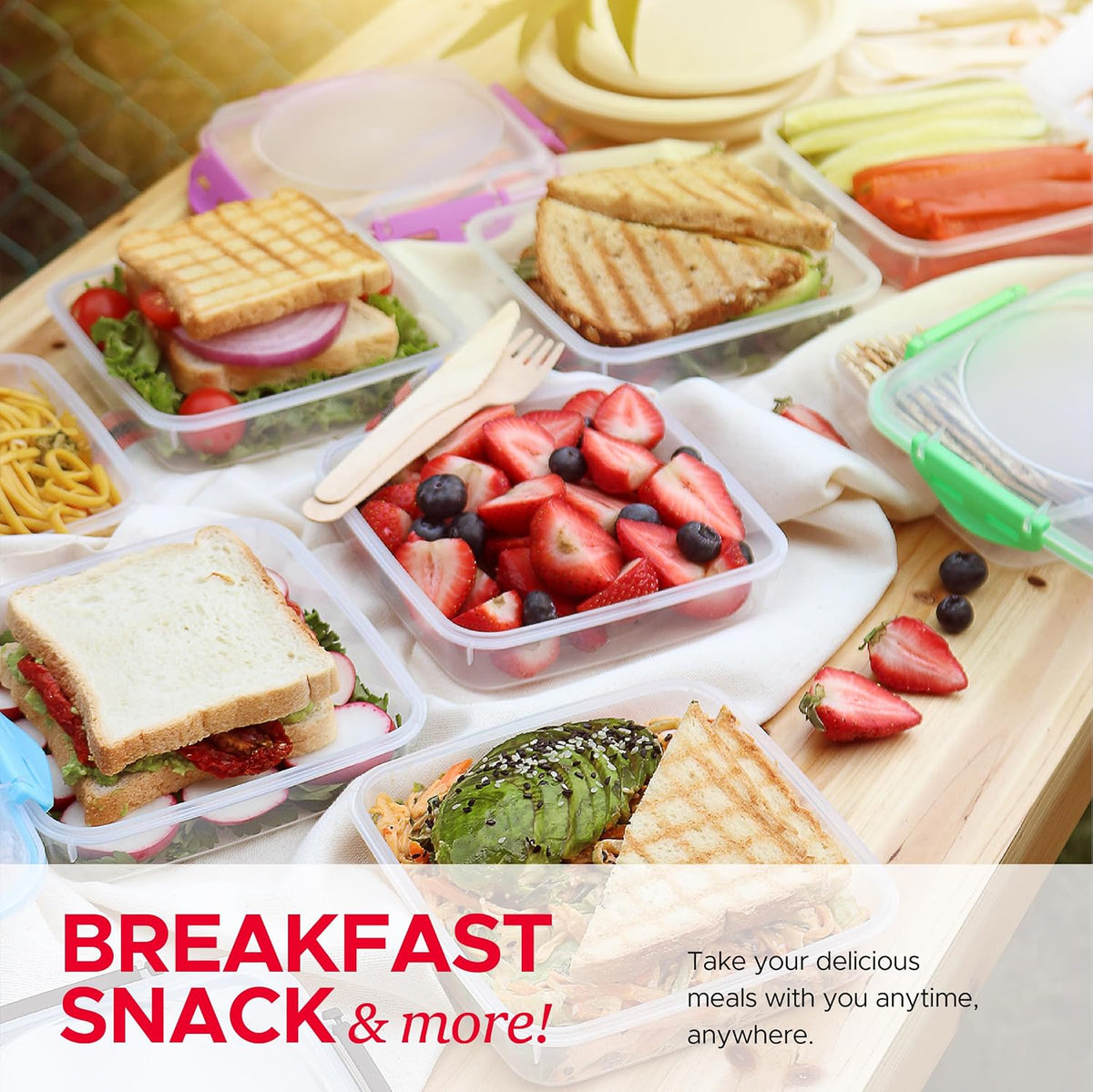 Tafura 2 Pack Sandwich Containers with Lids, BPA-Free, Black