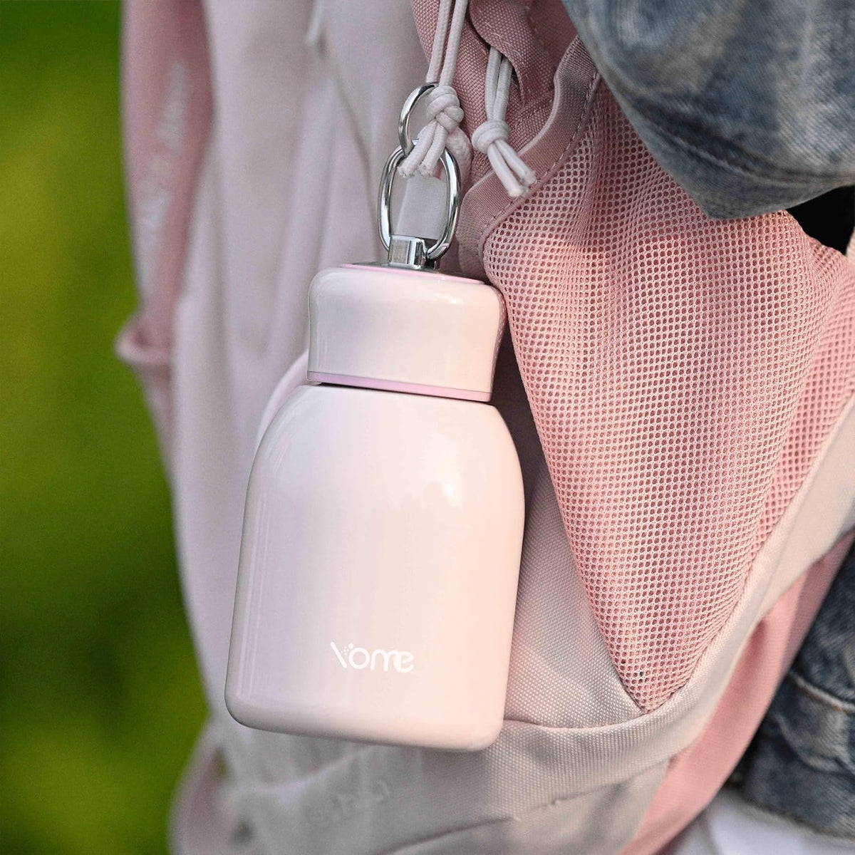 YOME 10oz Light Pink Insulated Mini Water Bottle with Lid & Lifting Loop for Women | Small Stainless Steel Cute Tumbler | Keeps Drinks Cold | Lightweight Gift Cup| Fits in Purse or Pocket