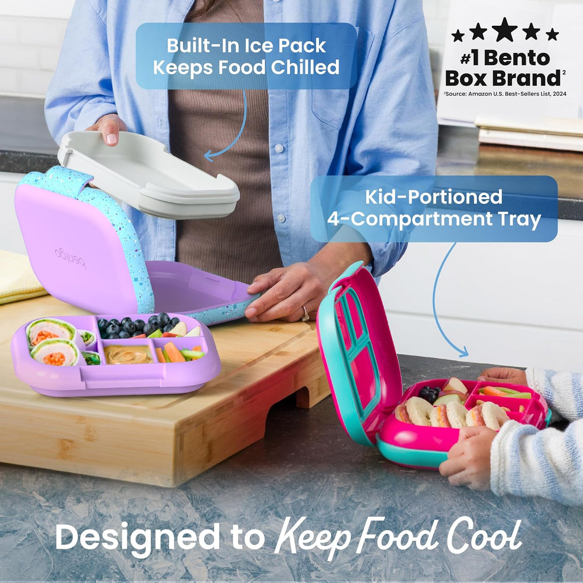 Bentgo Chill Kids 4-Compartment Bento Box Leakproof Lunch Box