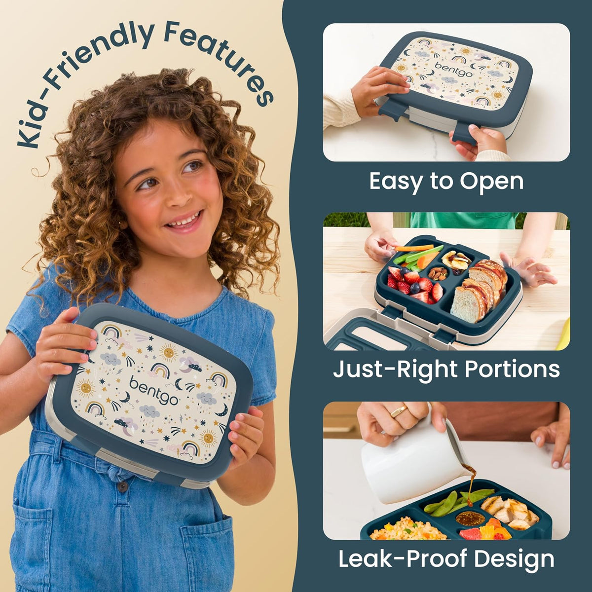 Bentgo Kids Prints Leak-Proof 5-Compartment Bento-Style Kids Lunch Box