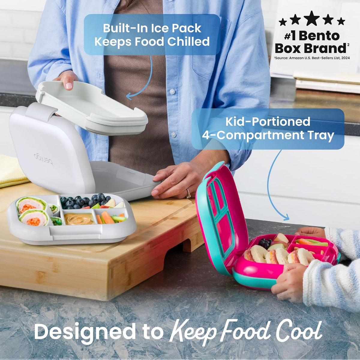 Bentgo Chill Kids 4-Compartment Bento Box Leakproof Lunch Box