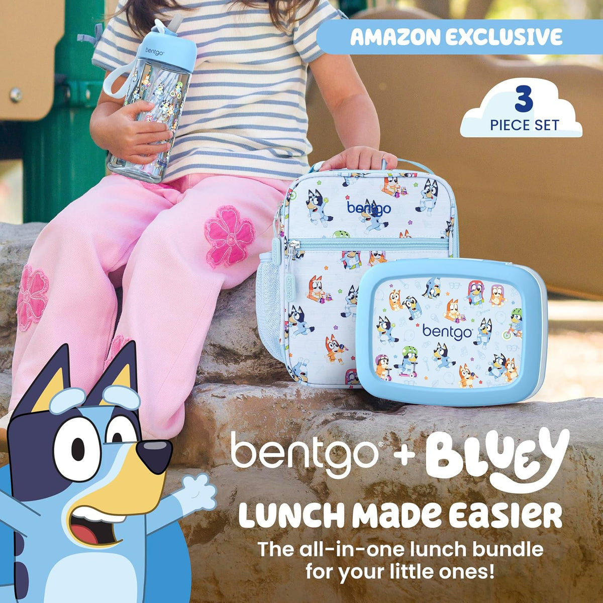 Bentgo + BLUEY 3-Piece Kids Lunch Set, Leak-Proof Bento Box
