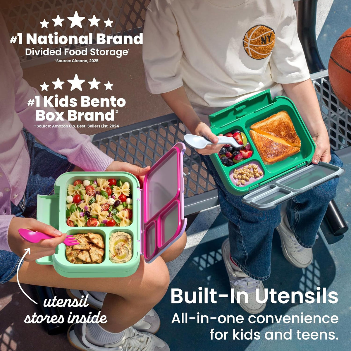 Bentgo Kids Stow & Go Leak-Proof Lunch Box with Built-In Utensil